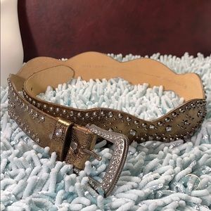 Buckle belt gold overlay on leather loc sm9